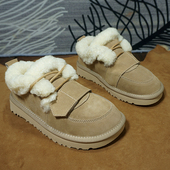 真皮羊毛女士雪地靴 平跟圆头保暖靴子 小丑鞋 短筒靴 套脚24