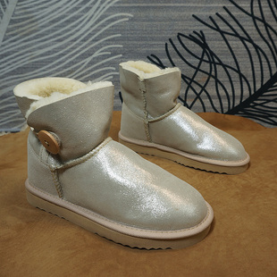 短筒一粒扣60 福利处理款 真皮羊皮毛一体雪地靴 冬季 看说明