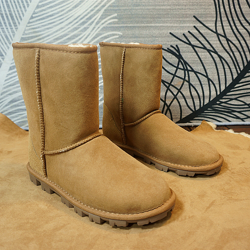 冬季新款真皮羊皮毛一体雪地靴中筒靴套筒经典女靴防滑保暖C3-35,女鞋,时尚雪地靴,淘宝优惠券,粉丝福利购,淘宝优惠卷