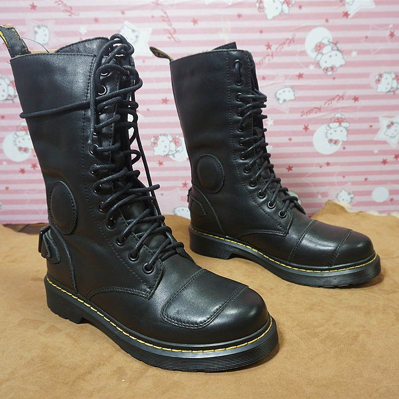 高筒真皮牛皮羊毛女马丁靴