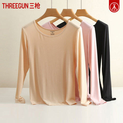 三枪秋衣女纯棉中厚圆领保暖