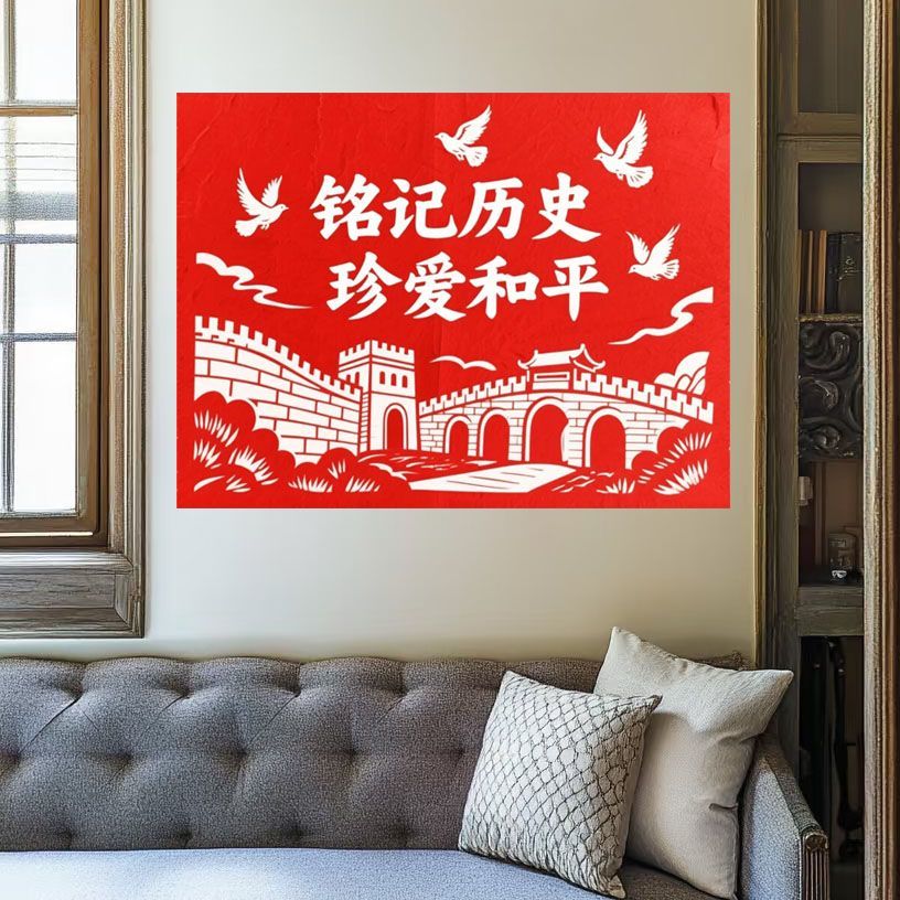 爱国系列铭记历史珍爱和平红色文化主题书房办公室教室不干胶贴纸