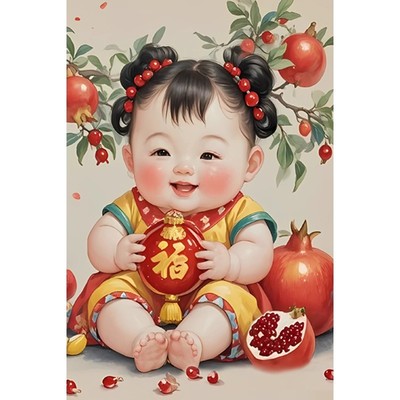 求子金童玉女助孕年画娃娃送子图宝宝画报墙贴备孕男女不干胶贴纸