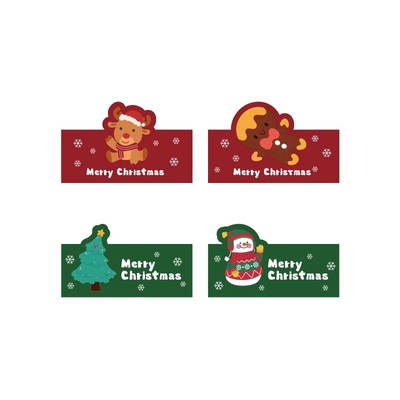 圣诞快乐贴纸可爱卡通圣诞老人雪人麋鹿礼物包装封口贴不干胶标签