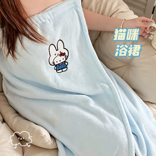可爱猫咪浴裙2026新款夏季7A抗菌