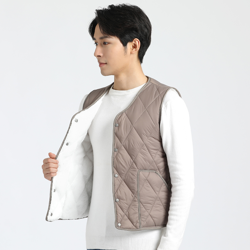 男士背心V领短款打底羽绒棉马甲