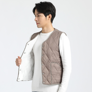秋冬季羽绒棉马甲男士加绒加厚保暖背心V领短款坎肩打底棉袄内胆