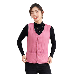 秋冬季加厚加绒棉衣内胆马甲女短款保暖羽绒棉背心打底小马夹坎肩