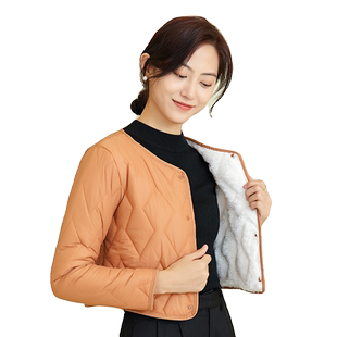 保暖棉衣女秋冬加绒加厚棉服内胆打底短款小棉袄办公白领护士外套