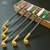 传统老式 手工实木烟杆玛瑙玉石烟嘴叶子小大锅烟斗 旱烟袋锅子男士