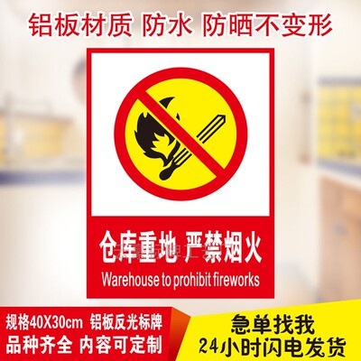 仓库重地禁止烟火标志牌