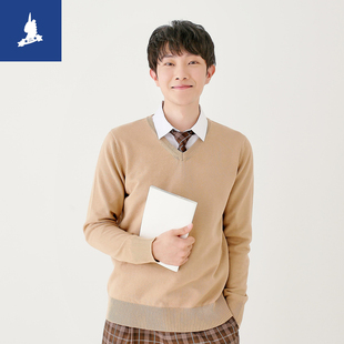DAI-SKOOL黛高校生JK制服套头针织衫毛衣纯色纯棉情侣款学院风