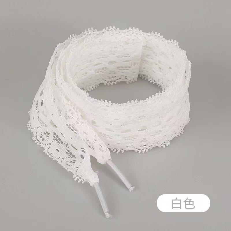 蕾丝花边鞋带可爱时尚帆布鞋AJ板鞋黑白色弹性蕾丝鞋带百搭韩系