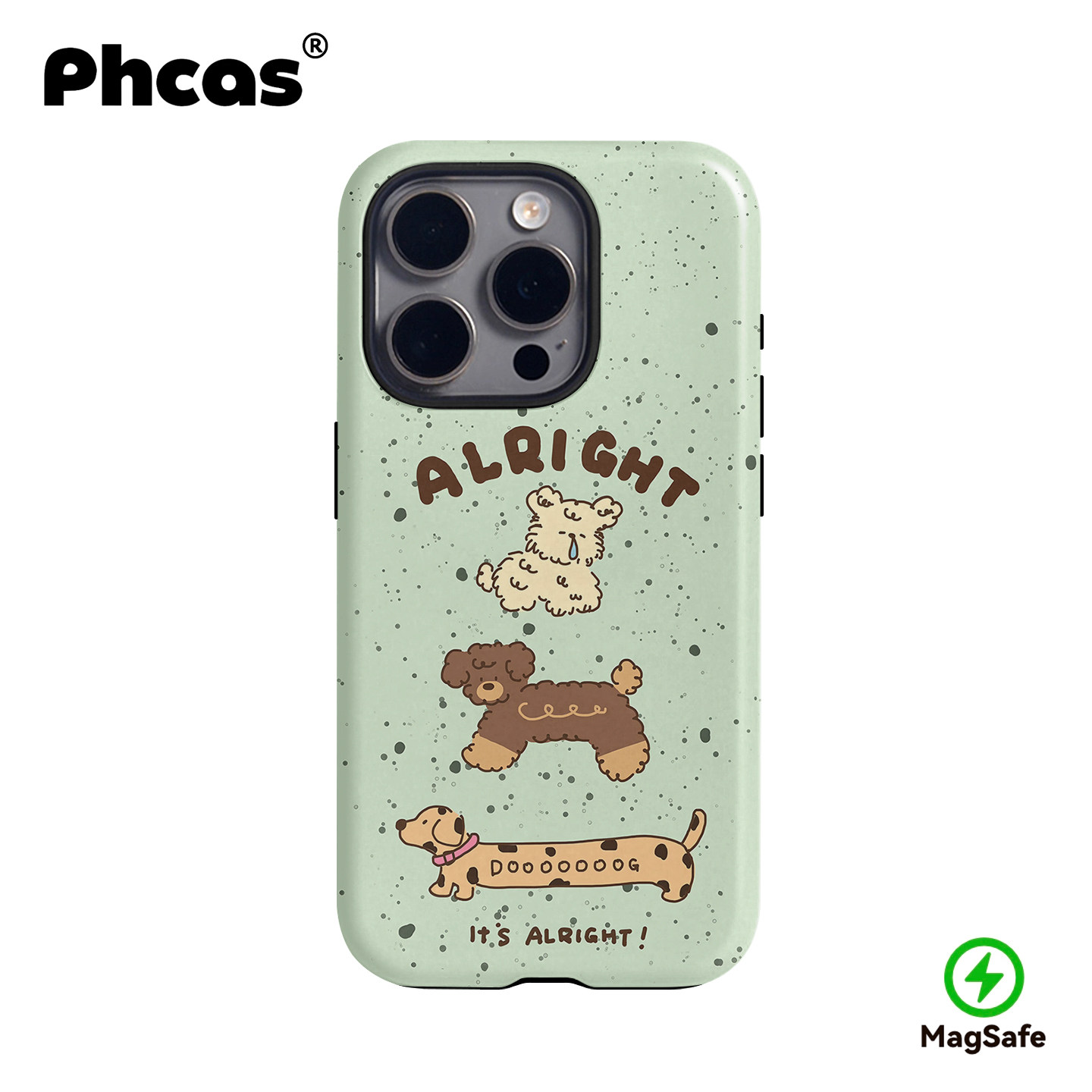韩国ins绿色泼墨卷毛小狗适用苹果17promax磨砂二合一菲林磁吸手机壳iPhone16pro全包防摔15可爱腊肠狗14双层,3C数码配件,手机保护套/壳,淘宝优惠券,粉丝福利购,淘宝优惠卷