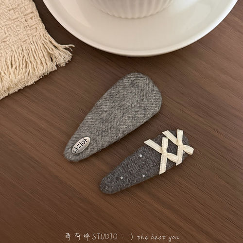 韩系简约高级感毛绒刘海对夹