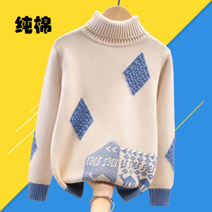 冬厚套头长袖 线衫 内搭不起球 线衣打底衫 纯棉毛衣女高领全棉针织衫