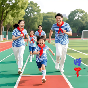 聚会周年聚会班服定制DIY T恤男女条纹水手服亲子装 海魂衫 圆领短袖