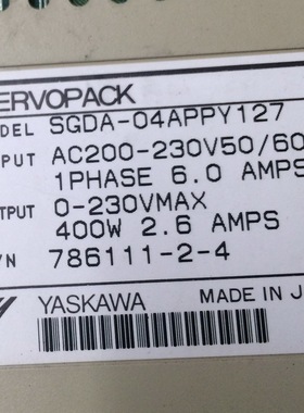SGDA-04APPY127  二手安川驱动器