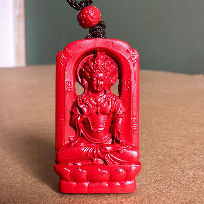 原矿帝王红朱砂度母阿弥陀佛吊坠