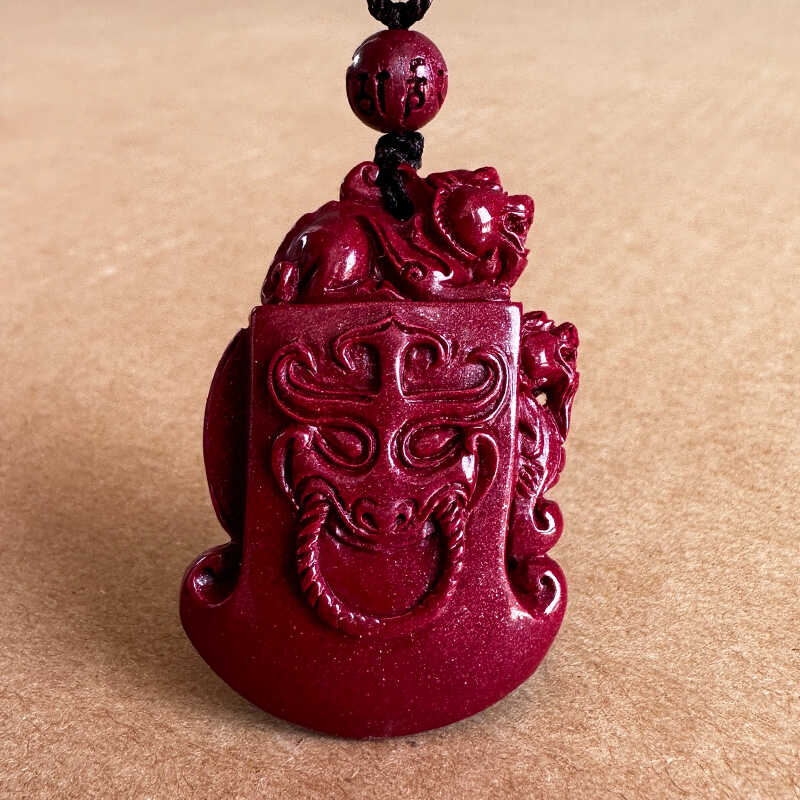双貔貅真品随身仿古挂坠朱砂