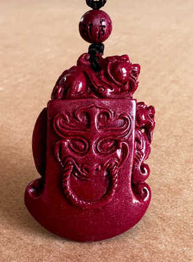 双貔貅真品随身仿古挂坠朱砂