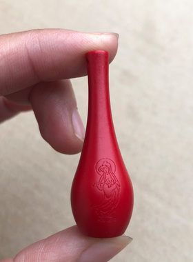 原色朱砂红莲花宝瓶吊坠