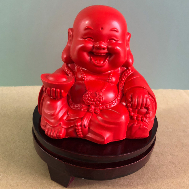 高含量朱砂大肚佛开口笑车载元宝