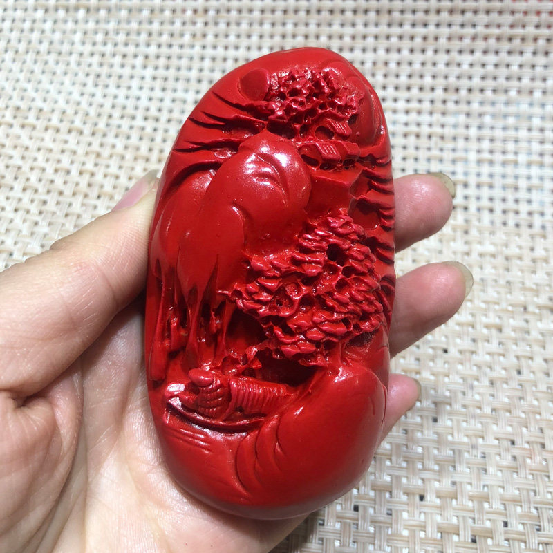 朱砂原色旺财一帆风顺证书手把件
