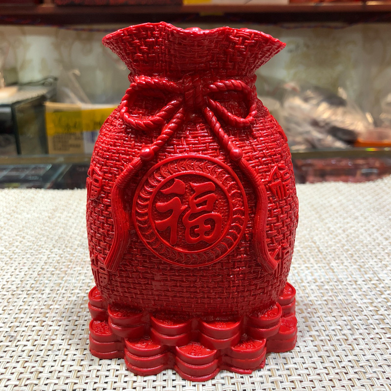帝王朱砂红福袋子摆件