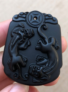 黑曜石双貔貅平安扣吊坠 双德贵人平安无事牌子男女