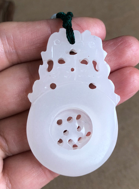 天然新疆白玉时来就转挂件