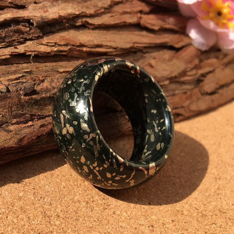 玉见美玉 洒金新疆和田青玉戒指 男女玉石稀有洒金黄色指环扳指