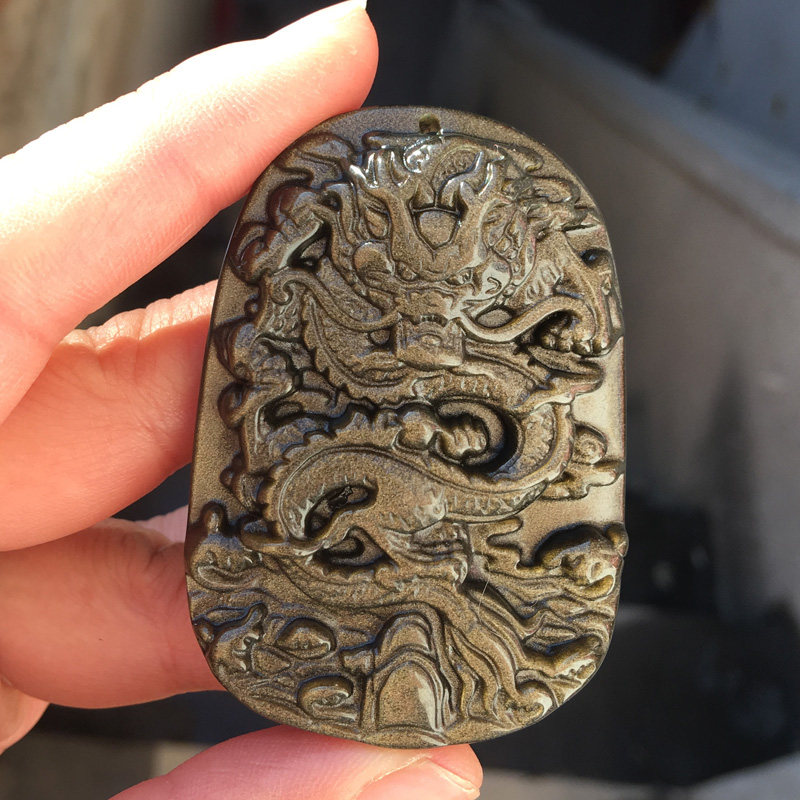 金曜石挂件双貔貅生肖龙送证书
