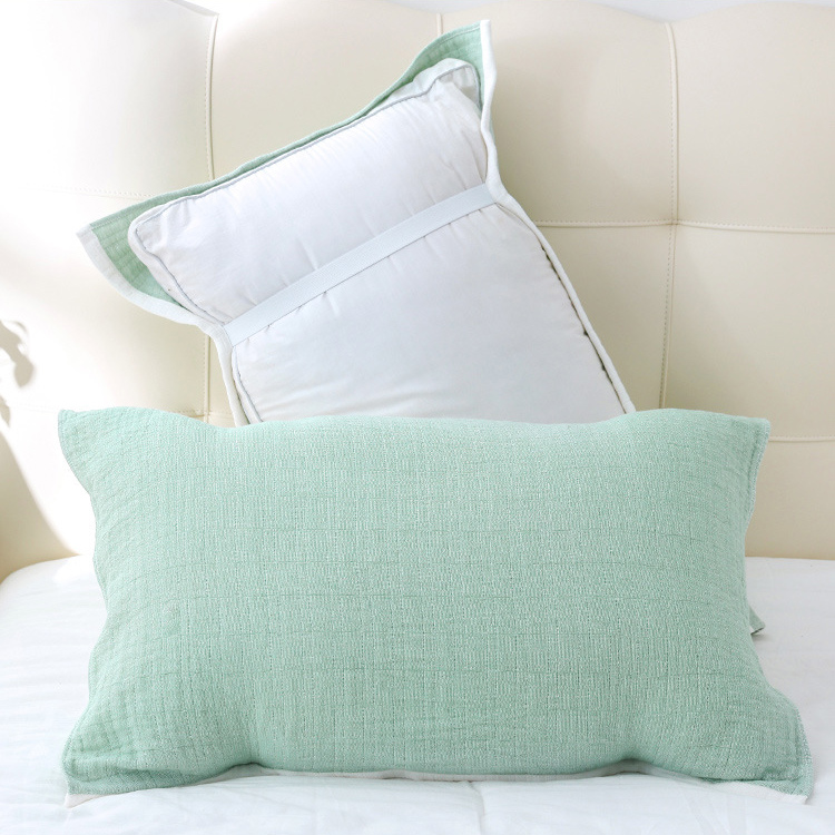 新款纯棉纱布枕巾松紧带固定防脱落素色成人枕头巾绑带情侣盖巾