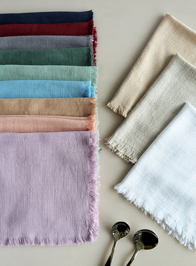 Kitchen towels素色棉麻流苏餐巾厨房巾洗碗巾隔热垫多功能茶巾