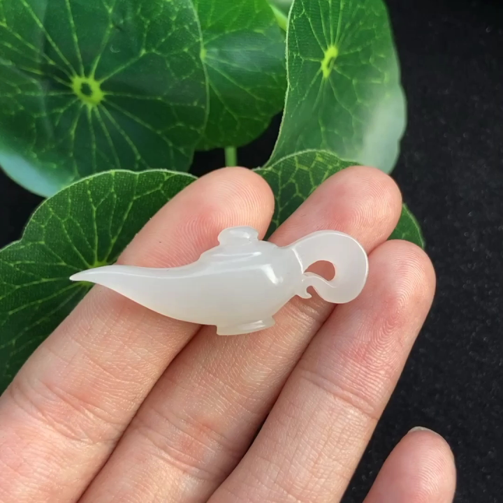 新疆和田白玉 把把壶吊坠挂件 阿拉神灯 手机链配饰羊脂玉