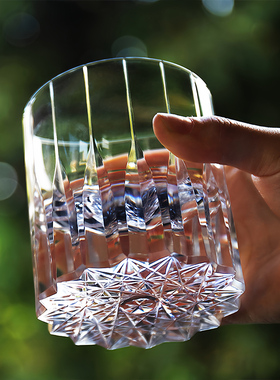 高级轻奢威士忌酒杯创意家用古典加厚洋酒杯啤酒杯江户切子杯套装