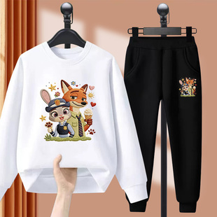 疯狂动物城男童春装卫衣套装2026新款春秋季中大童卡通儿童两件套