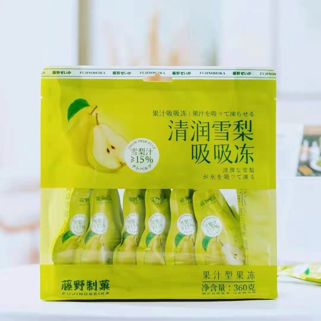藤野制菓清润雪梨汁吸吸果冻网红零食60g*6支休闲办公零食夏日饮