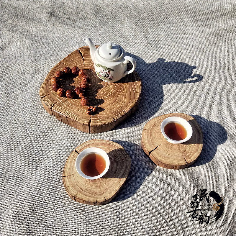 老榆木风化茶托圆形隔热垫杯垫