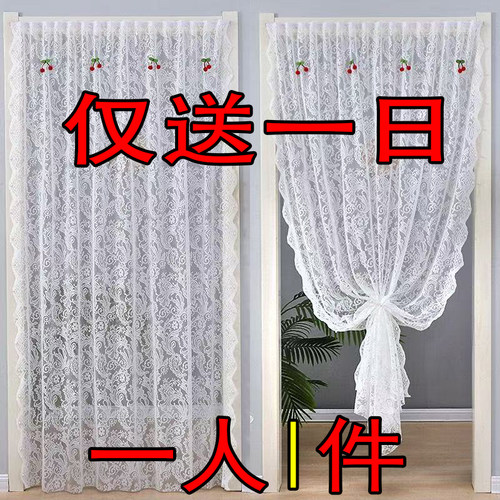 门帘家用防蚊卧室布艺蕾丝四季纱帘新款免打孔遮挡装饰隔断隐私帘