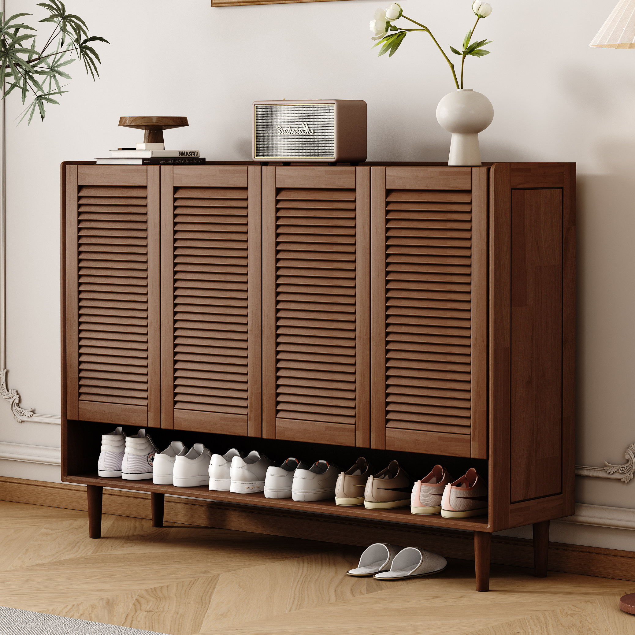 鞋柜2025新款门口入户玄关室内走廊过道室外大容量窄单门鞋柜实木