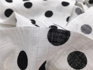夏款白底黑点2公分竹节亚麻棉麻吸汗透气衬衫连衣裙面料一件0.5米