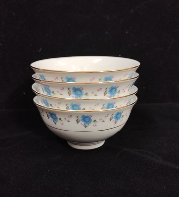 景德镇陶瓷老库存厂货纯手工描金小兰花米饭碗怀旧老式餐具收藏珍