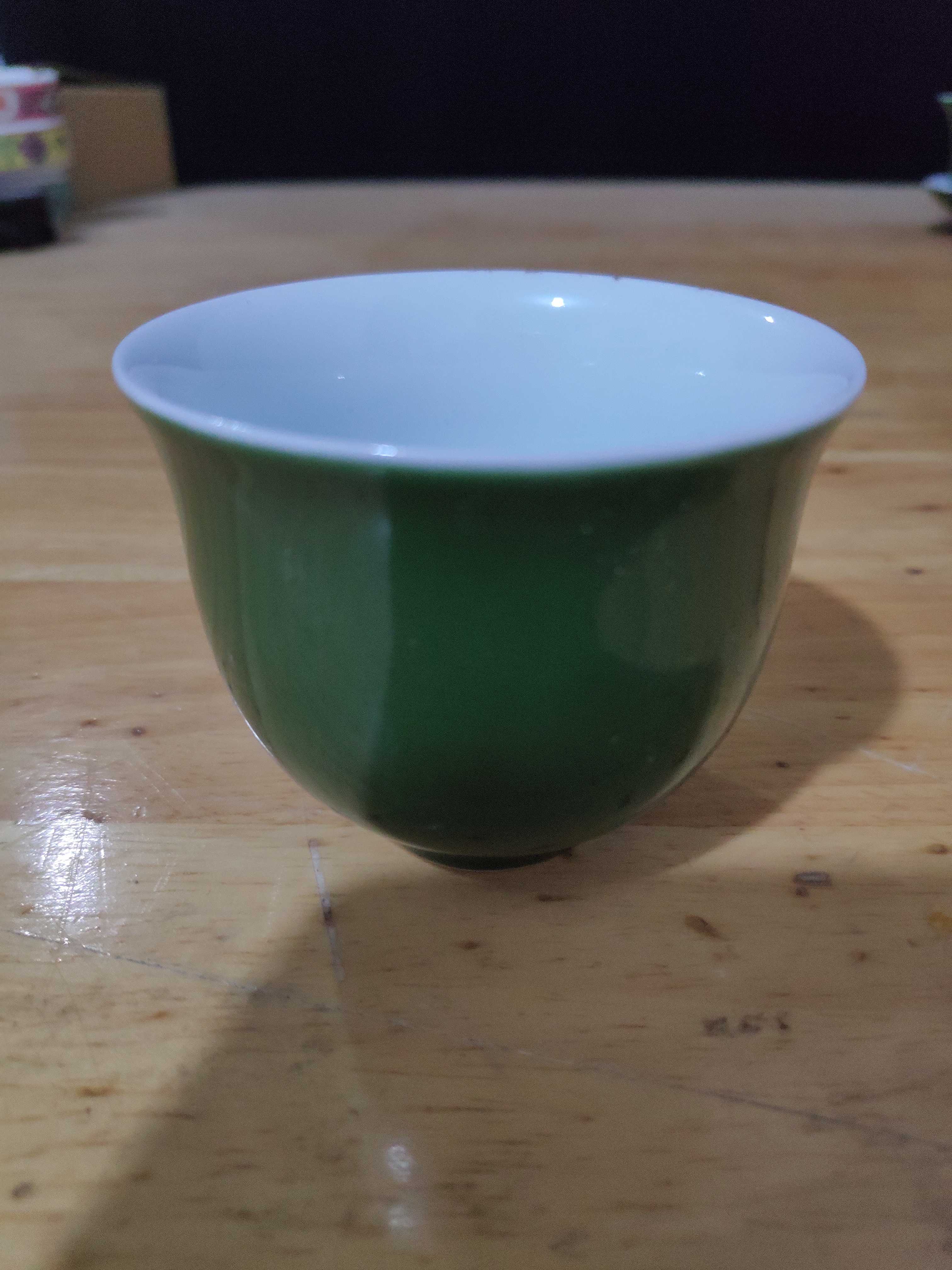 景德镇文革陶瓷建国瓷厂七十年代老货单色釉茶具水杯子古董热卖