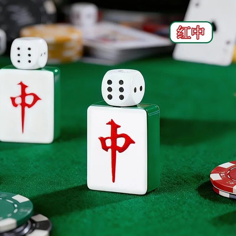 骰子麻将创意旋转防风打火机充气解压礼物图片