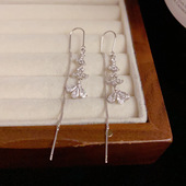 流苏耳线网红个性 设计感花瓣叶子长款 轻奢百搭耳坠批发 新款 夏季