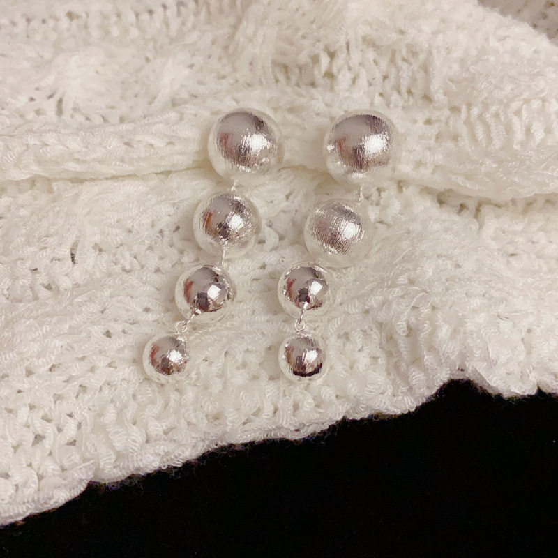 个性时尚夸张金属球球长款流苏耳坠复古轻奢高级感耳环耳饰批发