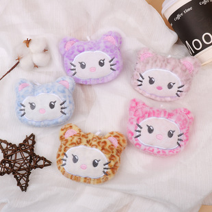 可爱毛绒豹纹KT猫挂件包包钥匙扣装饰DIY礼品少女心小猫车载挂件