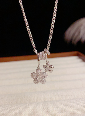 精致时尚气质高级感圆环花朵项链小众设计轻奢甜美秋冬新款毛衣链